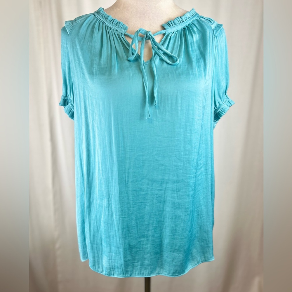 Philosophy Turquoise Tie-Neck Blouse